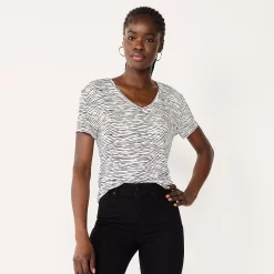 Women's Nine West Essential V-Neck Tee -Napier Elegant shop 4841148 Black Horizon Stripe