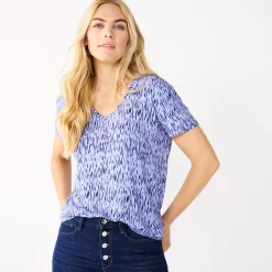 Women's Nine West Essential V-Neck Tee -Napier Elegant shop 4841148 Blue Ikat Dot