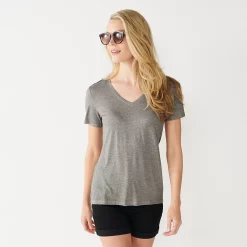 Women's Nine West Essential V-Neck Tee -Napier Elegant shop 4841148 Dark Storm Heather