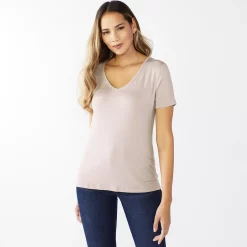Women's Nine West Essential V-Neck Tee -Napier Elegant shop 4841148 Dusty Salt Heather