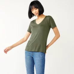 Women's Nine West Essential V-Neck Tee -Napier Elegant shop 4841148 Infantry Olive