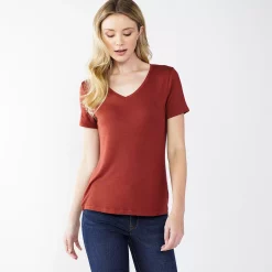 Women's Nine West Essential V-Neck Tee -Napier Elegant shop 4841148 Marsala Flower