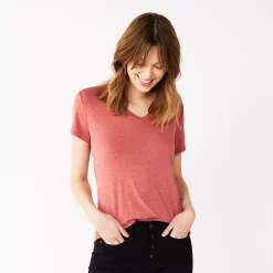 Women's Nine West Essential V-Neck Tee -Napier Elegant shop 4841148 Mauve Jewel Nep