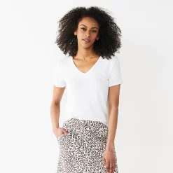 Women's Nine West Essential V-Neck Tee -Napier Elegant shop 4841148 Modern White