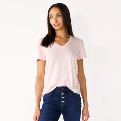 Women's Nine West Essential V-Neck Tee -Napier Elegant shop 4841148 Pink Scribble