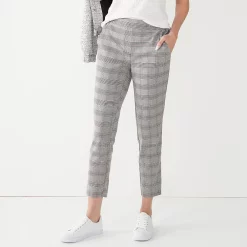 Women's Nine West Relaxed Crop Pull-On Pants -Napier Elegant shop 4911770 Pink Plaid