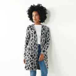 Women's Nine West Car Coat Cardigan 18 Women's Nine West Car Coat Cardigan -Napier Elegant shop 4972563 Gray Cheetah