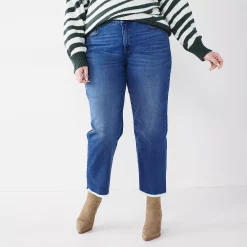 Plus Size Nine West Slimming High-Waisted Straight-Leg Crop Jeans