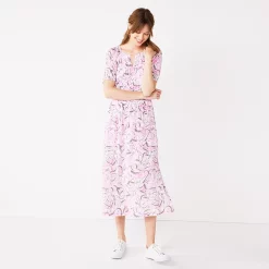 Women's Nine West Puff Sleeve Maxi Dress -Napier Elegant shop 5261378 Orchid Soft Floral