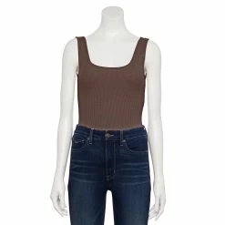 Women's Nine West Rib Scoopneck Tank Bodysuit -Napier Elegant shop 5288302 Abe Brown