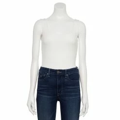 Women's Nine West Rib Scoopneck Tank Bodysuit -Napier Elegant shop 5288302 White