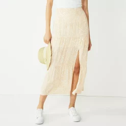 Women's Nine West Crosshatch Tiered Maxi Skirt -Napier Elegant shop 5330209 Beige Small Zebra