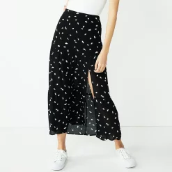 Women's Nine West Crosshatch Tiered Maxi Skirt -Napier Elegant shop 5330209 Black Abstract Ditsy