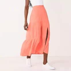 Women's Nine West Crosshatch Tiered Maxi Skirt -Napier Elegant shop 5330209 Cruz Coral