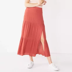 Women's Nine West Crosshatch Tiered Maxi Skirt -Napier Elegant shop 5330209 Mauve Jewel