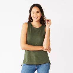 Women's Nine West Ruched Side Tank -Napier Elegant shop 5493872 Infantry Olive