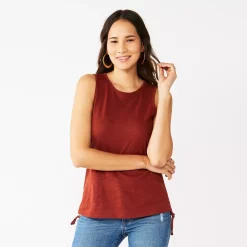 Women's Nine West Ruched Side Tank -Napier Elegant shop 5493872 Marsala Flower