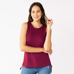 Women's Nine West Ruched Side Tank -Napier Elegant shop 5493872 Vintage Red