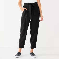 Women's Nine West Tapered High-Waisted Utility Pants -Napier Elegant shop 5555027 Mineral Black