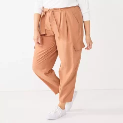 Plus Size Nine West High-Waisted Tapered Pants -Napier Elegant shop 5563608 Mocha Frosting