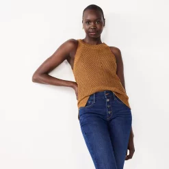 Women's Nine West High-Neck Cutaway Sweater Tank -Napier Elegant shop 5566564 Tamala Brown