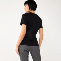 Women's Nine West Asymmetric Short Sleeve Crewneck Top -Napier Elegant shop 5570845 ALT