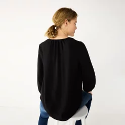 Women's Nine West Button Front Balloon Sleeve Tunic -Napier Elegant shop 5581079 ALT