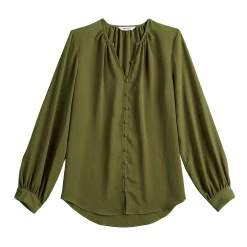 Women's Nine West Button Front Balloon Sleeve Tunic -Napier Elegant shop 5581079 ALT5