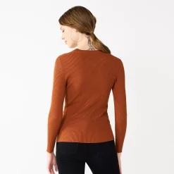 Women's Nine West Long Sleeve Rib Crewneck Sweater 30 Women's Nine West Long Sleeve Rib Crewneck Sweater -Napier Elegant shop 5582535 ALT