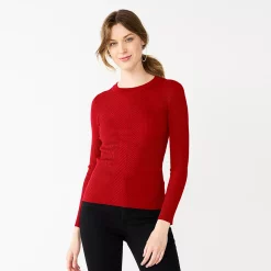 Women's Nine West Long Sleeve Rib Crewneck Sweater 25 Women's Nine West Long Sleeve Rib Crewneck Sweater -Napier Elegant shop 5582535 Cupid Bow Lurex