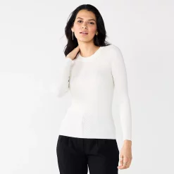 Women's Nine West Long Sleeve Rib Crewneck Sweater 19 Women's Nine West Long Sleeve Rib Crewneck Sweater -Napier Elegant shop 5582535 Daisy Dew