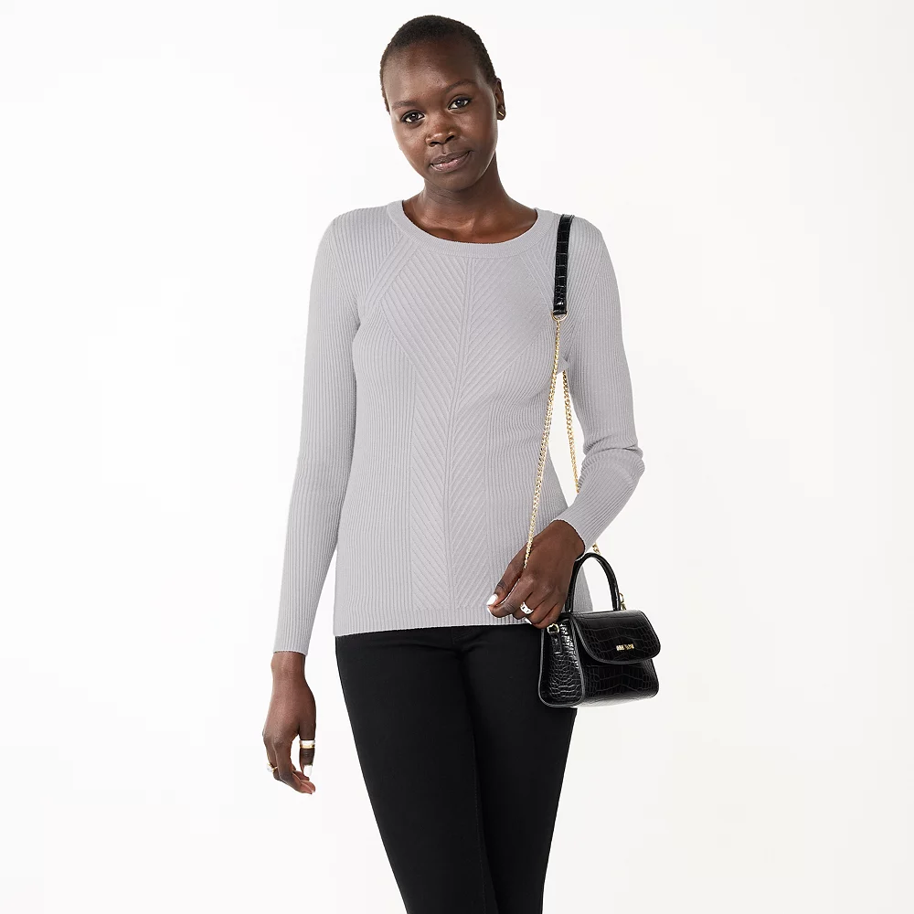 Women's Nine West Long Sleeve Rib Crewneck Sweater 11 Women's Nine West Long Sleeve Rib Crewneck Sweater - Image 11