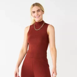 Women's Nine West Mockneck Sweater Tank -Napier Elegant shop 5651501 Cherry Merlot