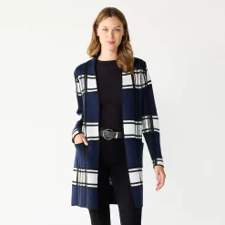 Women's Nine West Jacquard Long Cardigan 30 Women's Nine West Jacquard Long Cardigan -Napier Elegant shop 5692188 Blue Plaid