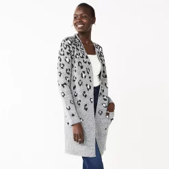 Women's Nine West Jacquard Long Cardigan 29 Women's Nine West Jacquard Long Cardigan -Napier Elegant shop 5692188 Grey Cheetah