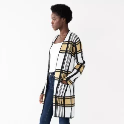 Women's Nine West Jacquard Long Cardigan 28 Women's Nine West Jacquard Long Cardigan -Napier Elegant shop 5692188 Tan Plaid