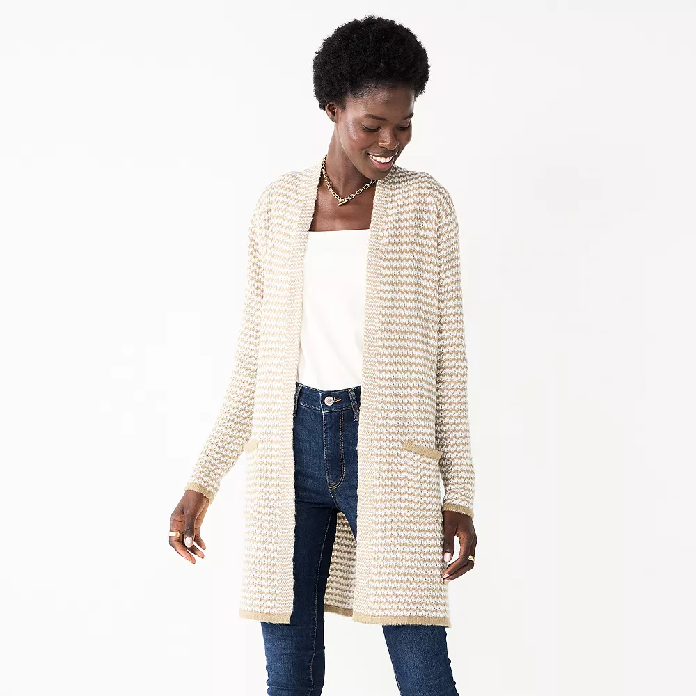 Women's Nine West Jacquard Long Cardigan 9 Women's Nine West Jacquard Long Cardigan - Image 9