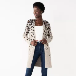 Women's Nine West Jacquard Long Cardigan 31 Women's Nine West Jacquard Long Cardigan -Napier Elegant shop 5692188 Taupe Cheetah