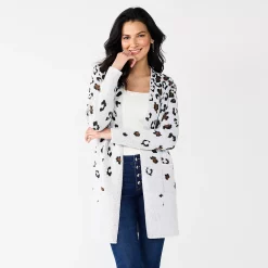 Women's Nine West Jacquard Long Cardigan 24 Women's Nine West Jacquard Long Cardigan -Napier Elegant shop 5692188 White Cheetah