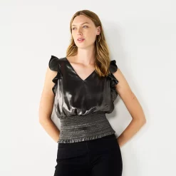 Napier Elegant shop 55 Women's Nine West Sleeveless Ruffle Smocked Hem Top