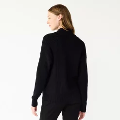 Women's Nine West Quarter Zip Sequin Stripe Pullover Sweater -Napier Elegant shop 5713489 ALT