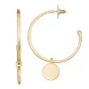 Nine West Gold Tone Circle Drop Hoop Earrings