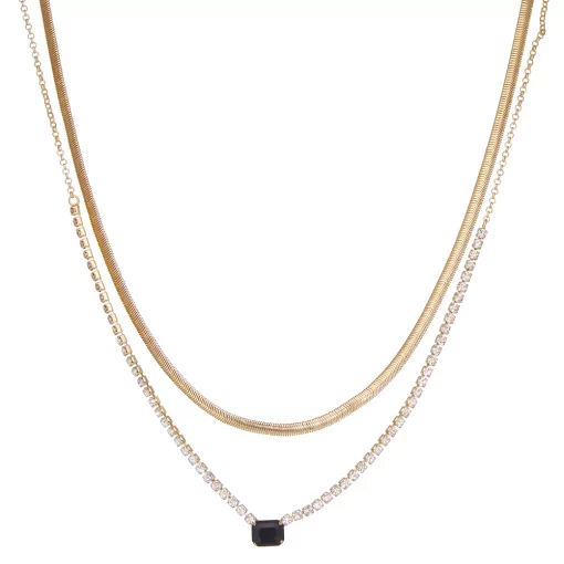 Nine West Two Layer Octagon Gem Necklace -Napier Elegant shop 5770735