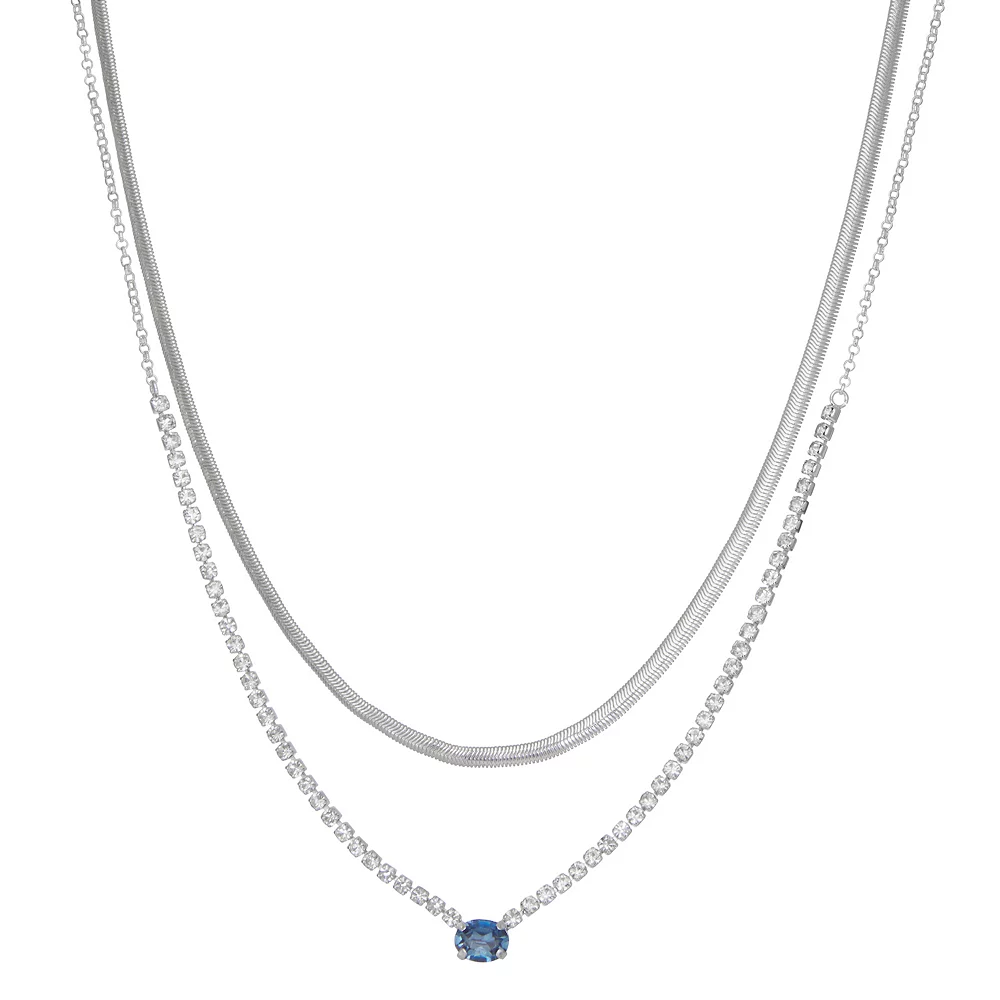 Nine West Two Layer Oval Gem Simulated Crystal Necklace 1 Nine West Two Layer Oval Gem Simulated Crystal Necklace