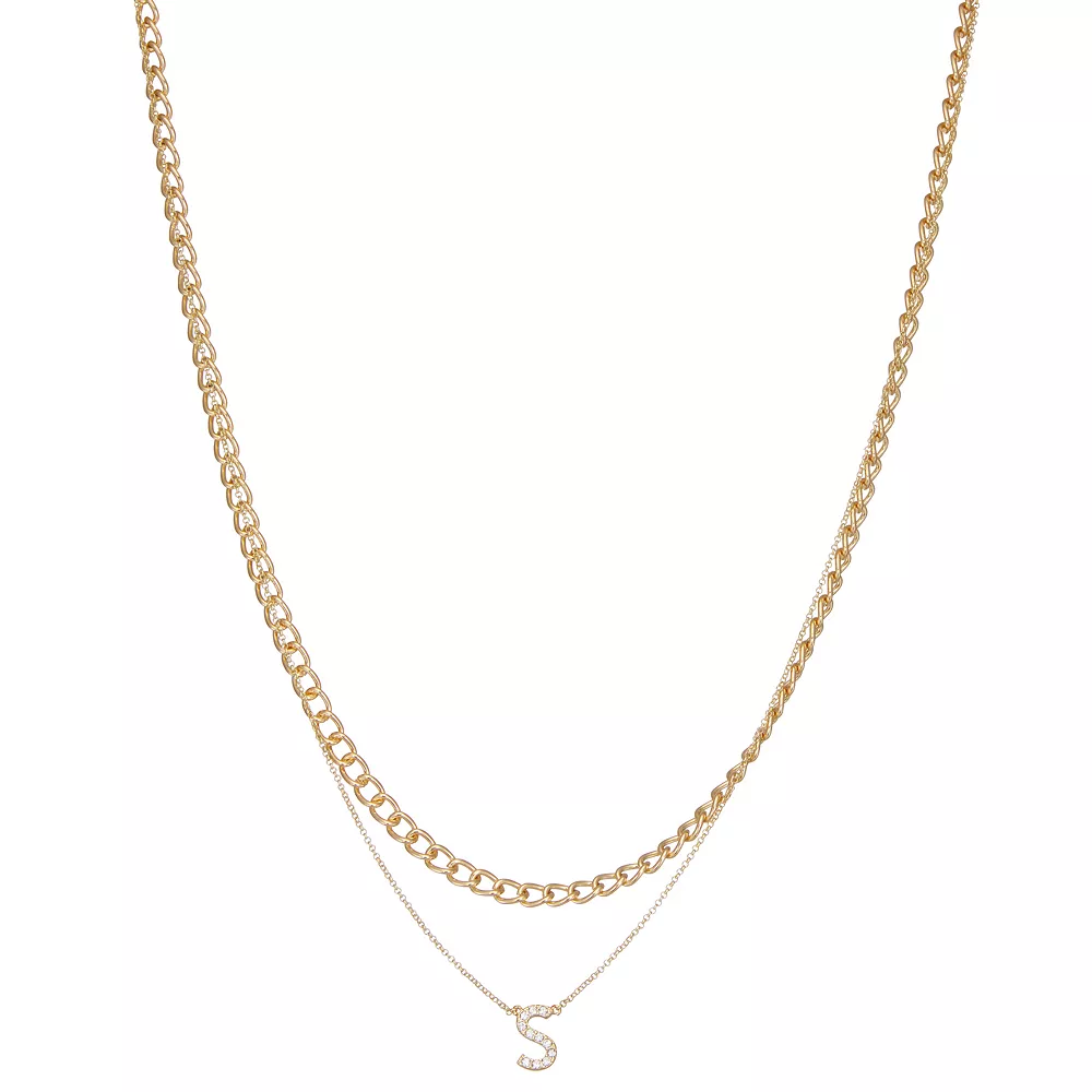 Nine West Multi-Row Initial "S" Pendant Necklace 1 Nine West Multi-Row Initial "S" Pendant Necklace