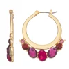 Napier Gold Tone Berry Statement Hoop Earrings