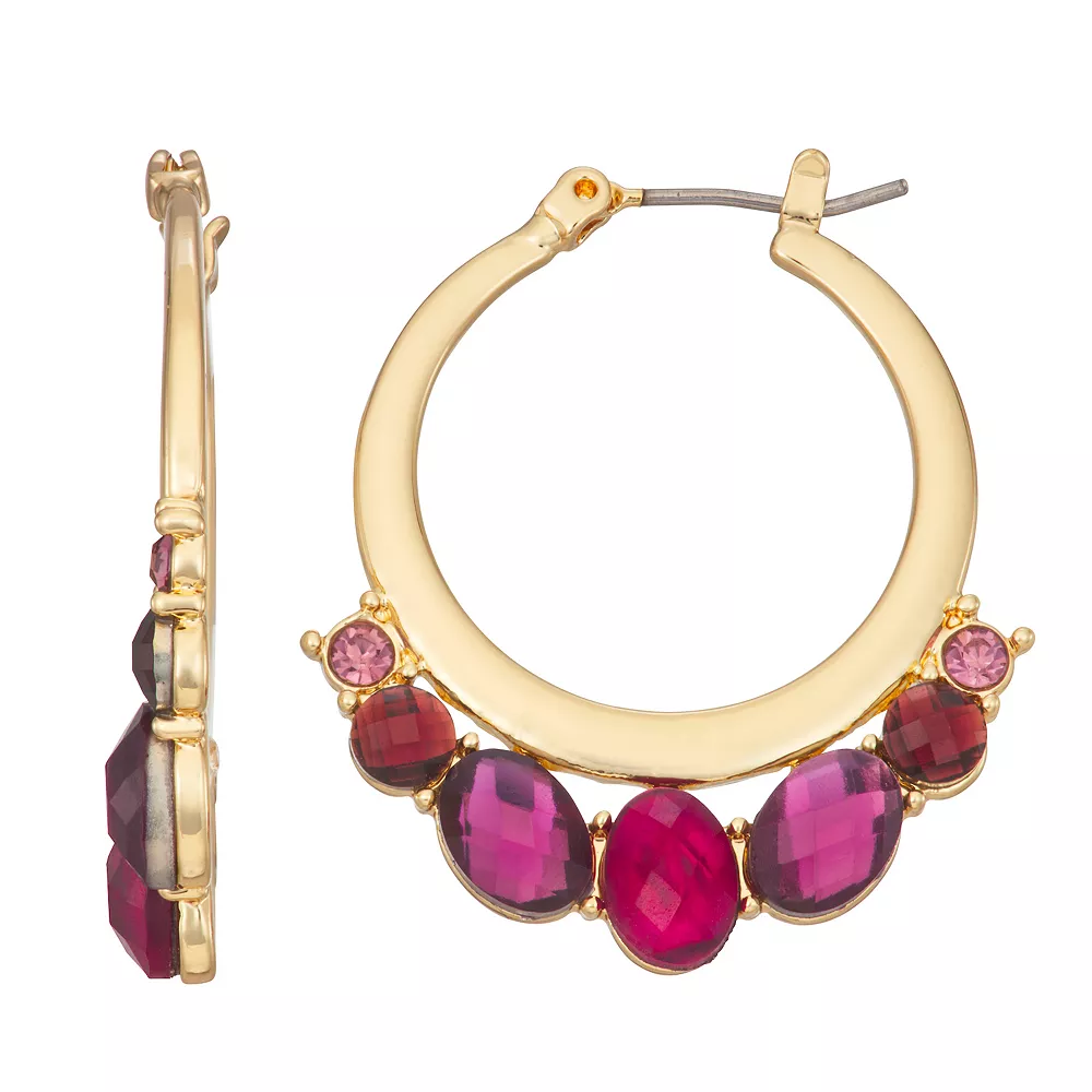 Napier Gold Tone Berry Statement Hoop Earrings 1 Napier Gold Tone Berry Statement Hoop Earrings