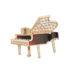 Napier Gold Tone Crystal & Enamel Piano Pin