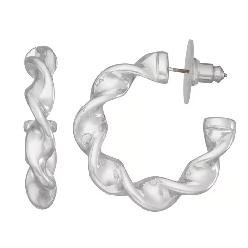 Nine West Silver Tone Twisted Hoop Earrings 8 Nine West Silver Tone Twisted Hoop Earrings -Napier Elegant shop 5806590