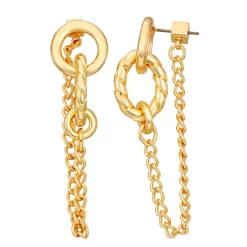 Nine West Gold Tone Link Front Back Earrings